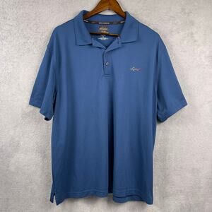 Greg Norman Tasso Elba Mens Polo Shirt SZ XL Navy Blue Play Dry Golf